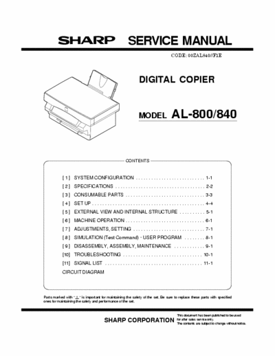 Sharp AL-840 Service Manual